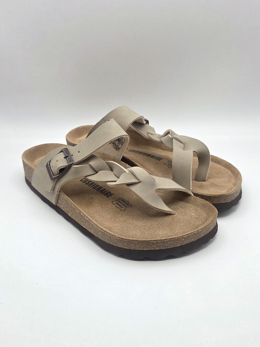CUSHIONAIRE Women's Libby Cork Footbed Sandal with +Comfort Size 8